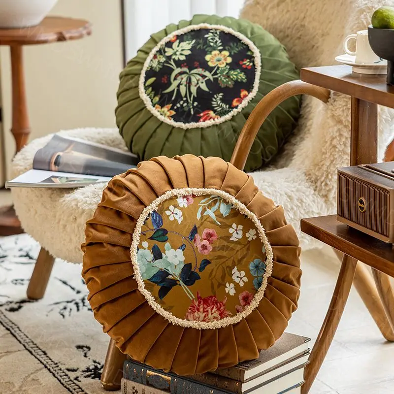 Lazy Sofa Round Seat Cushion Light Luxury Thick Retro Bay Window Pillow Detachable Washable Fabric With Core Home Decoration