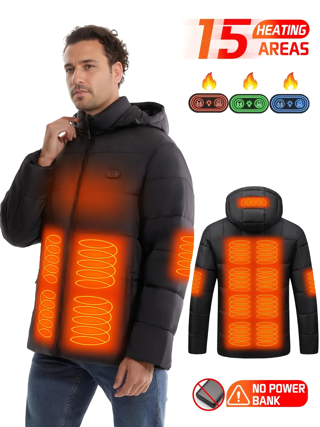 

2025.New Man Women Smart Heated Jacket Dual Port USB 74V 5V Electric Warming Vest Outdoor Motorcycle Riding Wear