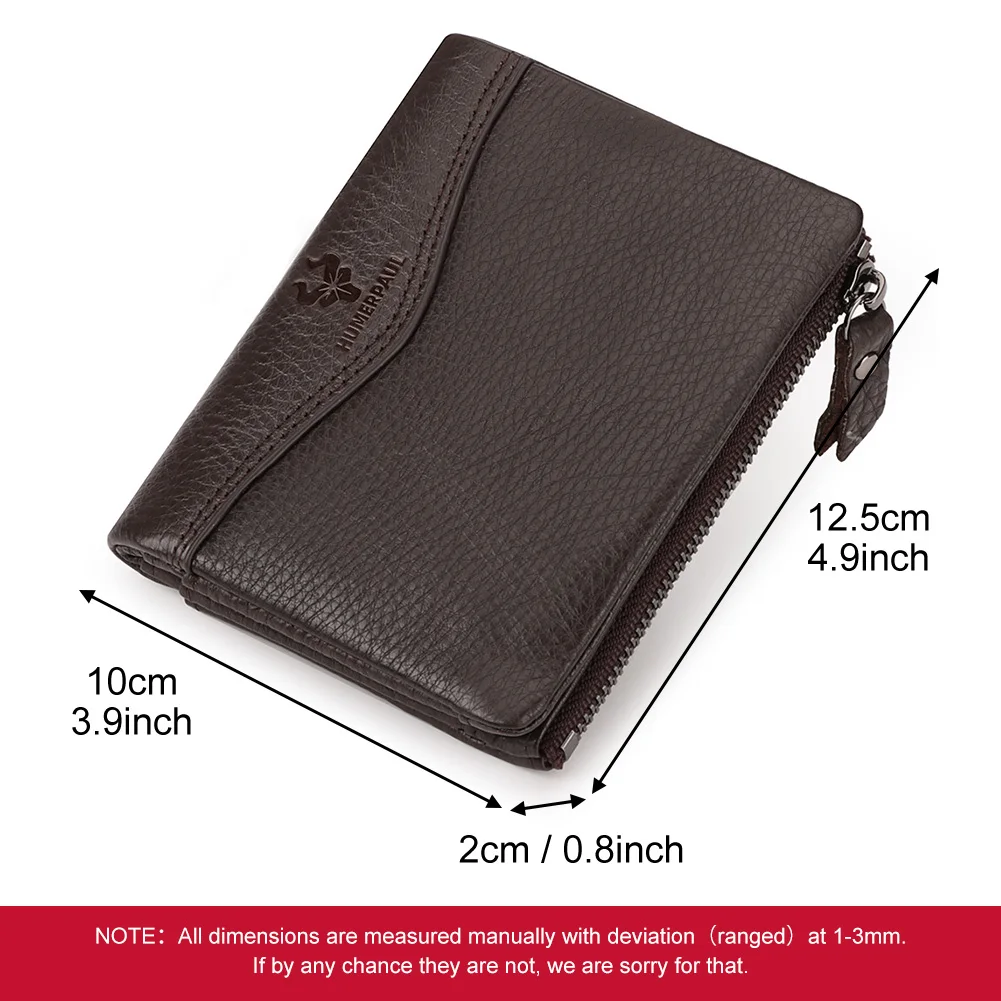 KAVIS RFID Luxurious Genuine Leather Short Wallet For Men  With High-Capacity Durable Business Bifold Zip Card Holder Wallets