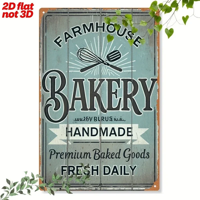 2D Flat 12*8in Plaques&Wall Art Outdoor Decor Gentleman S Farm Bakery Metal Logo 8x12 Inch Wall Decoration with Spatula