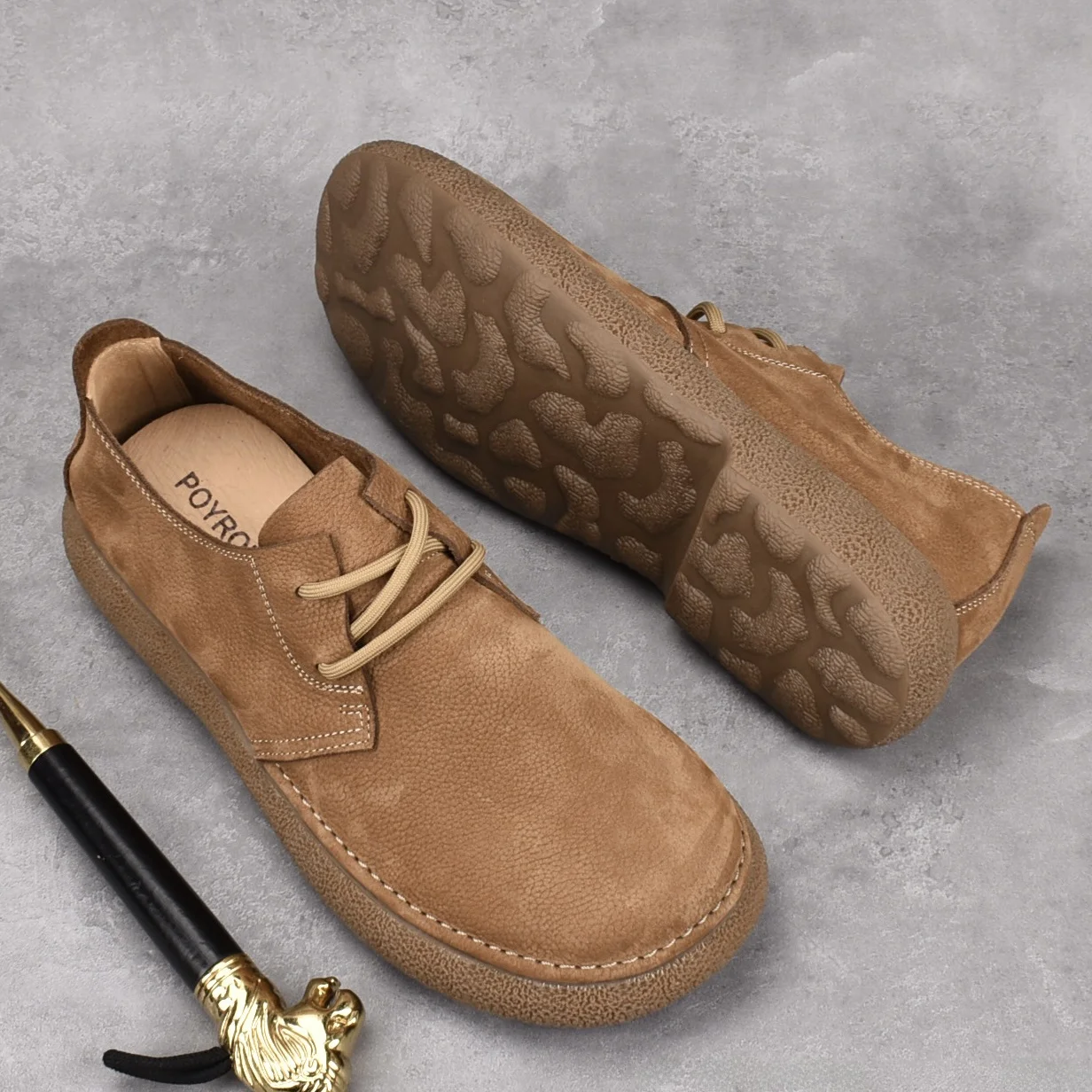 

New Wide Head Men's Casual Retro oes Breathable Soft Leather Slip-On Busin Leisure Footwear round Toe Thi Bot