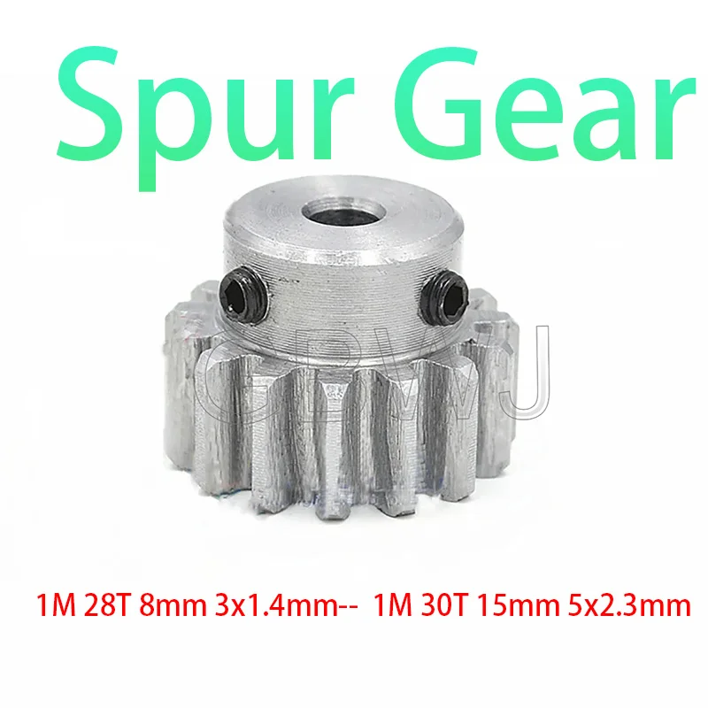 1Pcs Module 1 Motor Gear 1M28T-30T Carbon Steel Material Blackening Spur Gear Bore Size 8/10/12/14/15mm