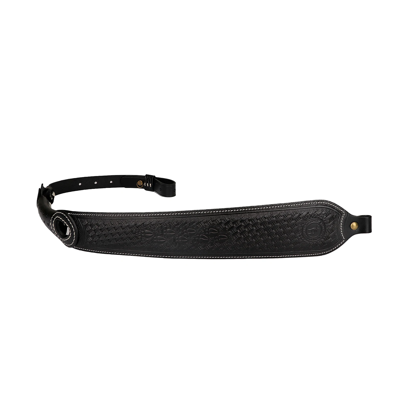 Tourbon Shooting Rifle Sling Thick Leather Gun Shoulder Strap Non-Slip Adjustable Length 105cm Finger Rest Black Hunting