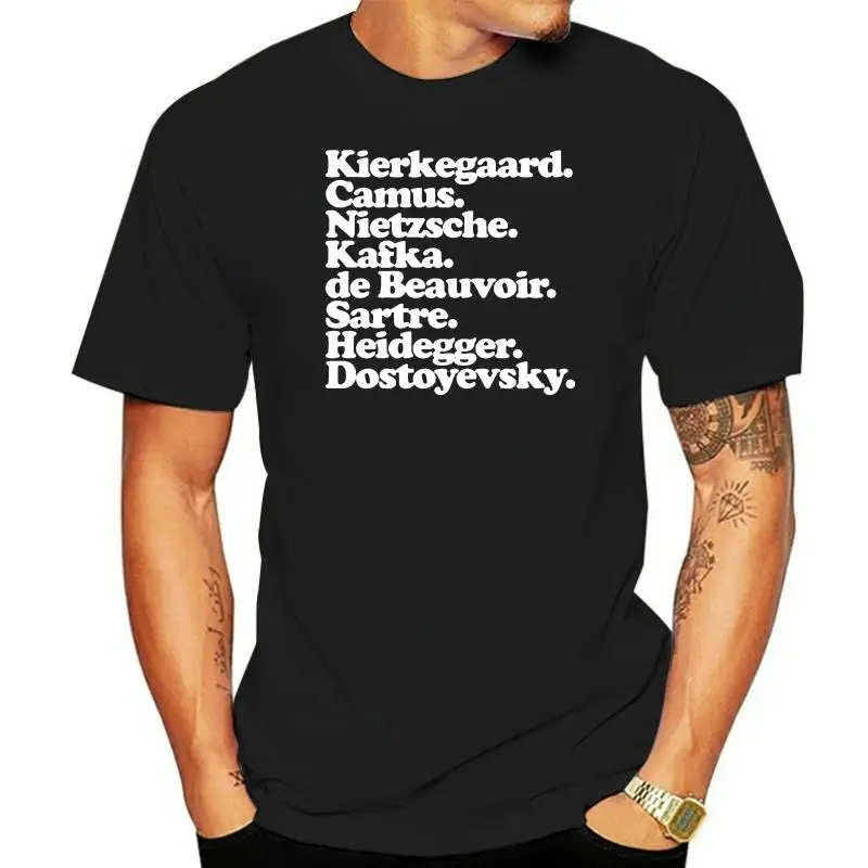 Men t-shirt Kierkegaard. Camus. Nietzsche. Kafka. de Beauvoir. Sartre. Heidegger. Dostoyevsky. tshirt Women t shirt