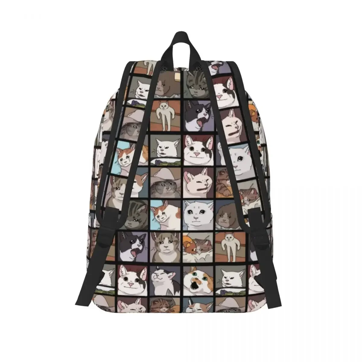 Meme Cat Backpack for Kindergarten Primary School Student Cute Funny Bookbag Boy Girl Kids Canvas Daypack with Pocket