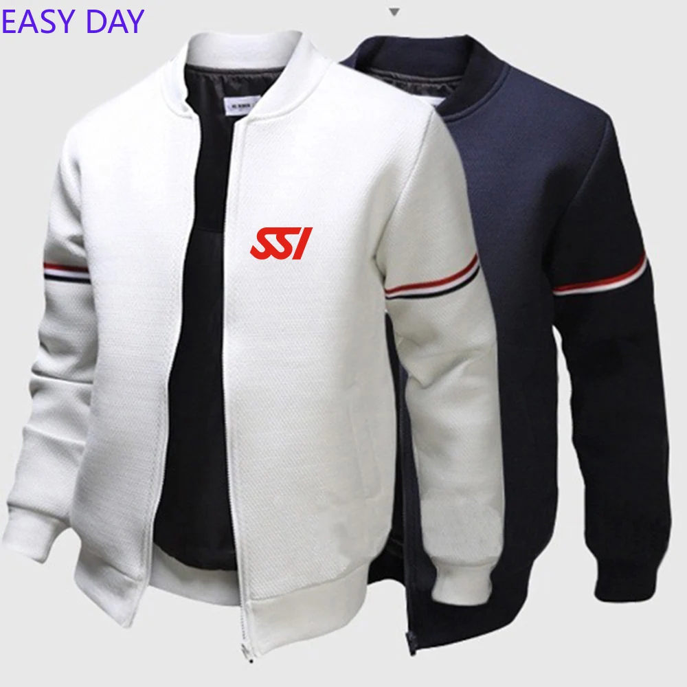 

2024 New Scuba Diving Dive SSI Spring and Autumn Men Fashion Jackets Outdoor Sportwears Solid Color Stand Collar Flight Jackets