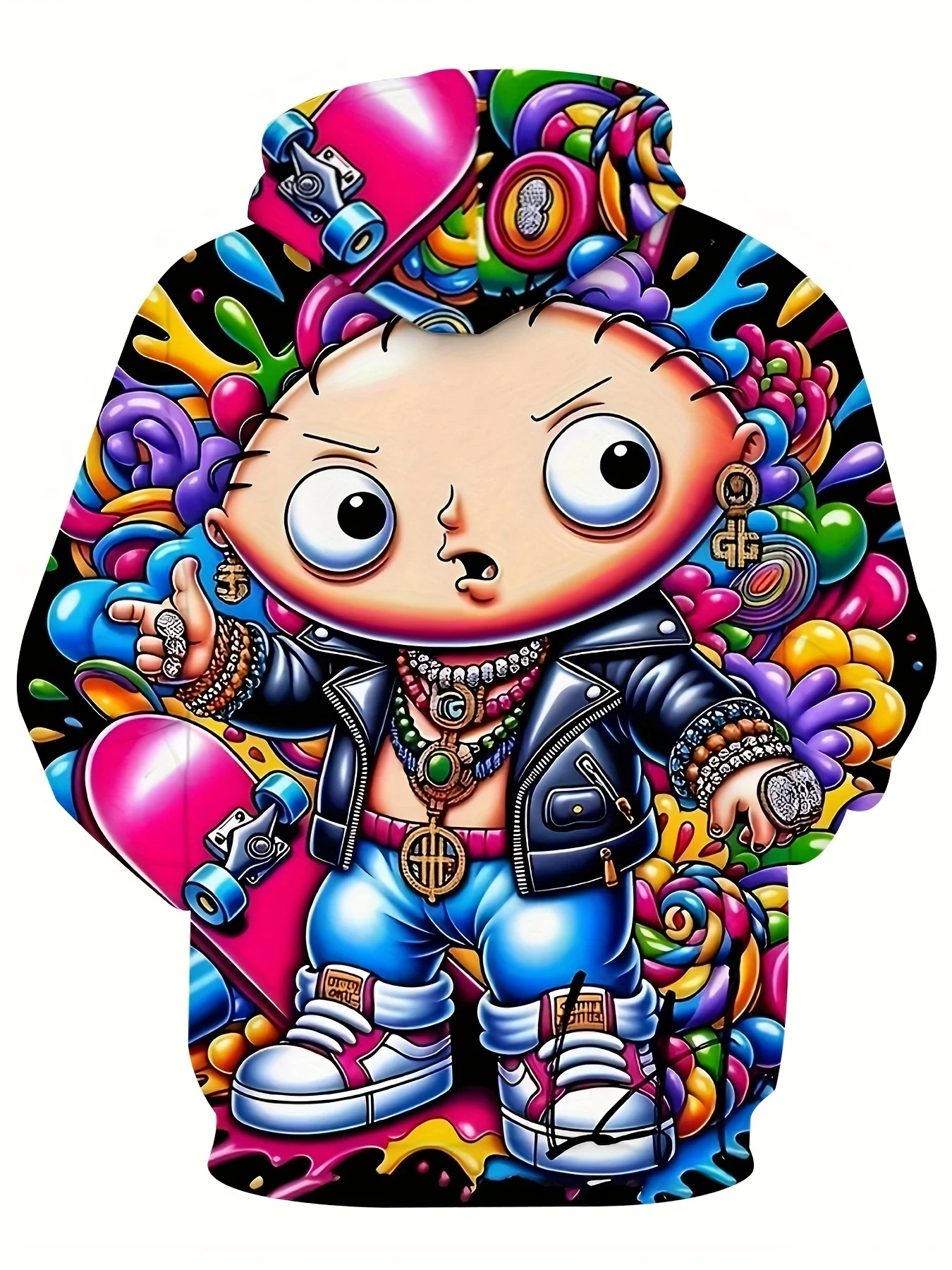 جديد أزياء الرجال مقنعين البلوز |   بلوزة كاجوال مريحة ومتعددة الاستخدامات مع طباعة جرافيك وجيب الكنغر لفصل الربيع/الخريف