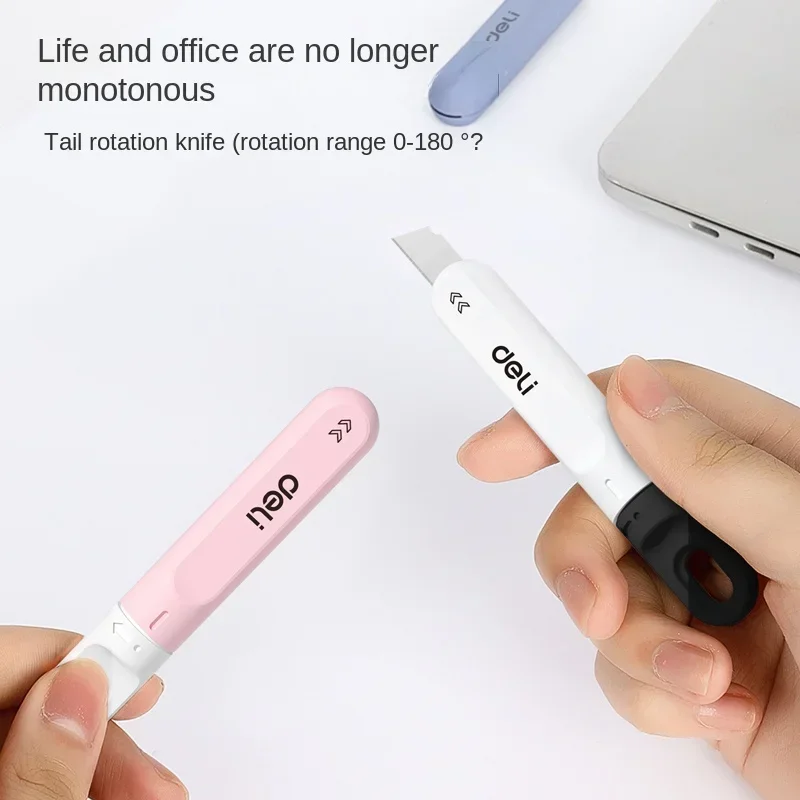 Deli Home Mini Auto-Retract Utility Knife Front Self-Locking Small Pocket Box Cutters Couteau Art School Stationery Supplies