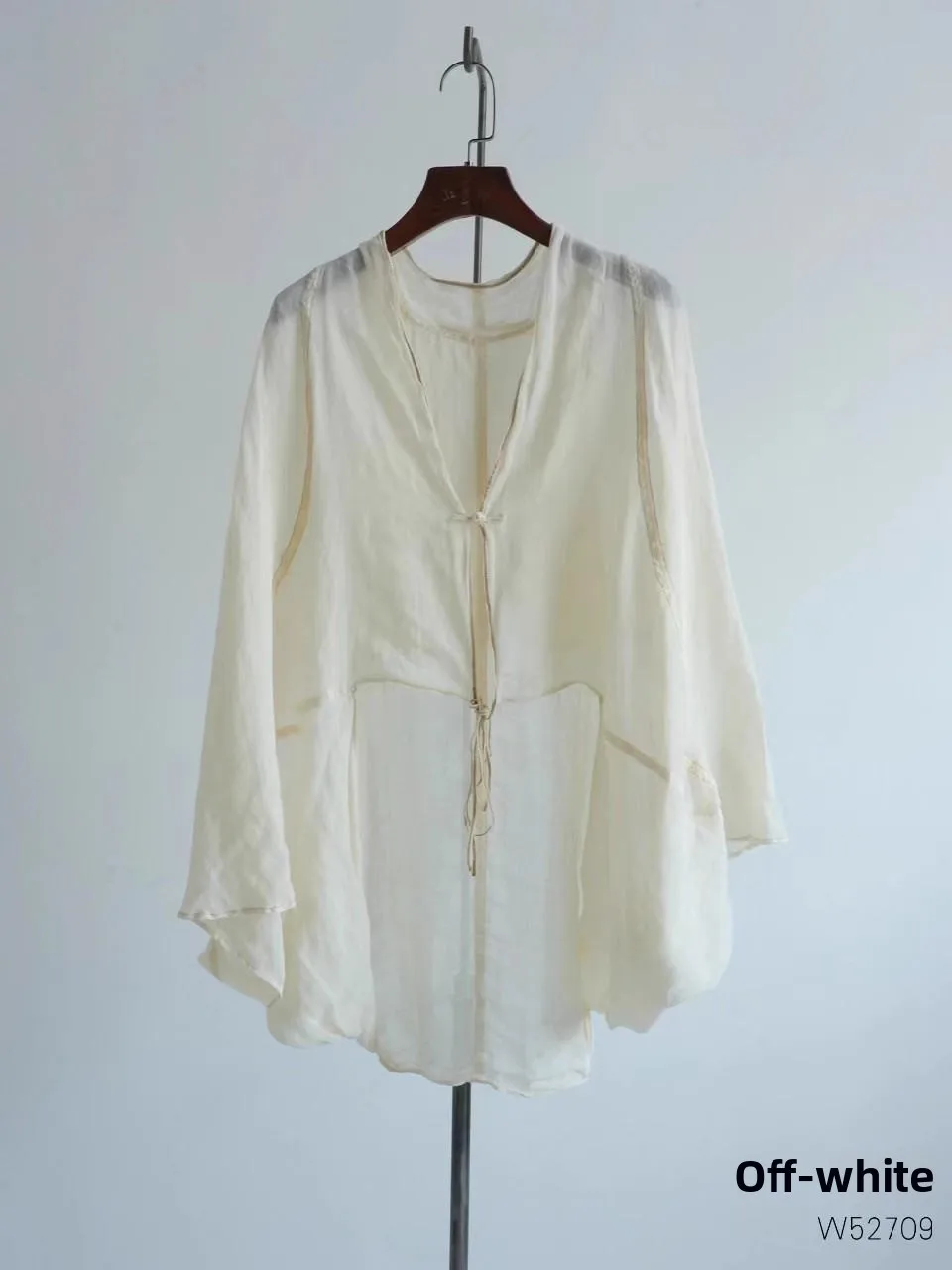 

PengPengHome W52709 Yellow Linen Layered Unique Shirt Not Matching Others Coat Shirt Commute Style Loose Fit Long Sleeve V-Neck