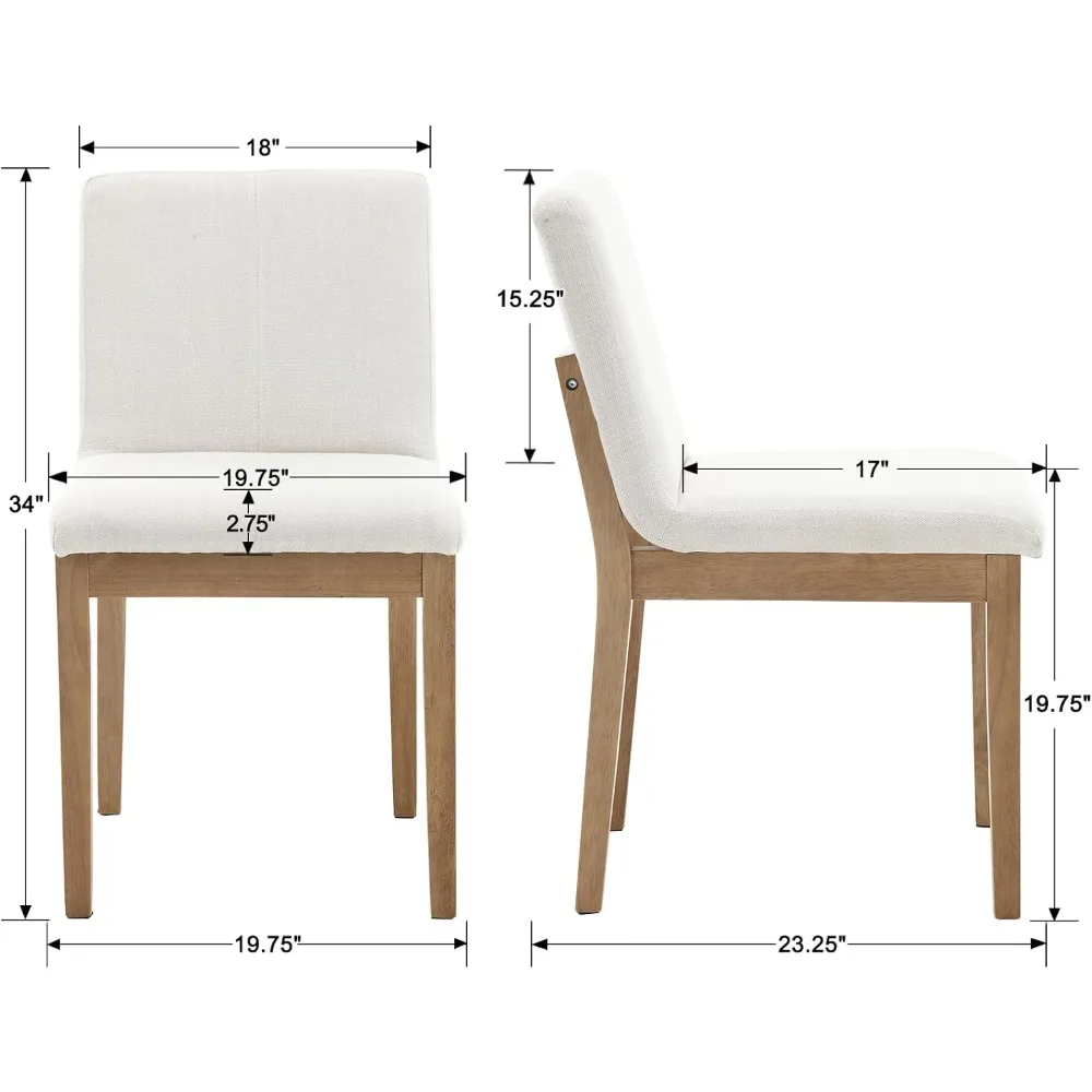 Moderne eetkamerstoelen Elegante keukenstoelen Linnen stof Armloze houten stoelen Gestoffeerd voor eetkamer Woonkamer, set van 4