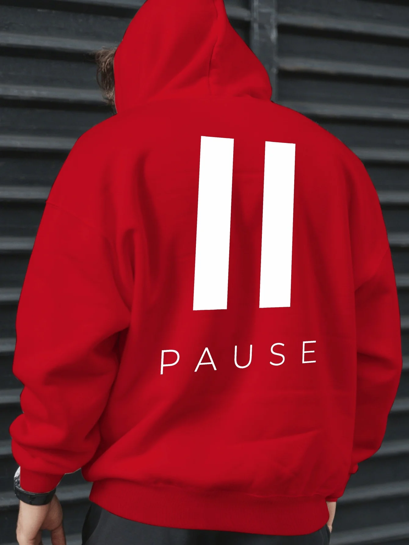 Mens minimalist swag Daily Wear Pullover Hoodie Modern Pause Text Art PrintAutumn winterCasual Streetwear Relaxed Fit Sweatshirt