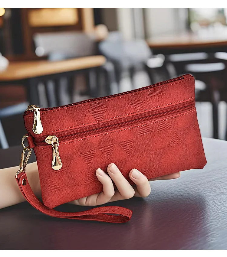 Simple Large Capacity Women Long Wallets Zipper Soft Clutch Bag Multifunctional Wrist Strap Money Pouch Female Phone Purses