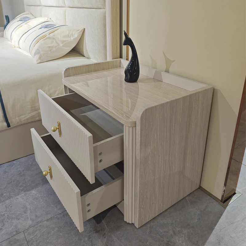 Simple White Modern Wooden 2 Drawer Home Furniture Luxury Bedroom Large Bedside Table