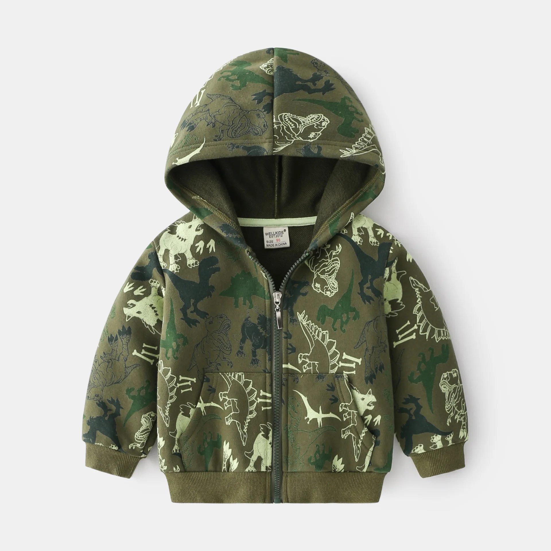 Boys Camouflage Cartoon All-over Print Zipper Hoodie, Spring Autumn Fashionable Kids Casual Hooded Sweatshirt Jacket, 3-8 Years