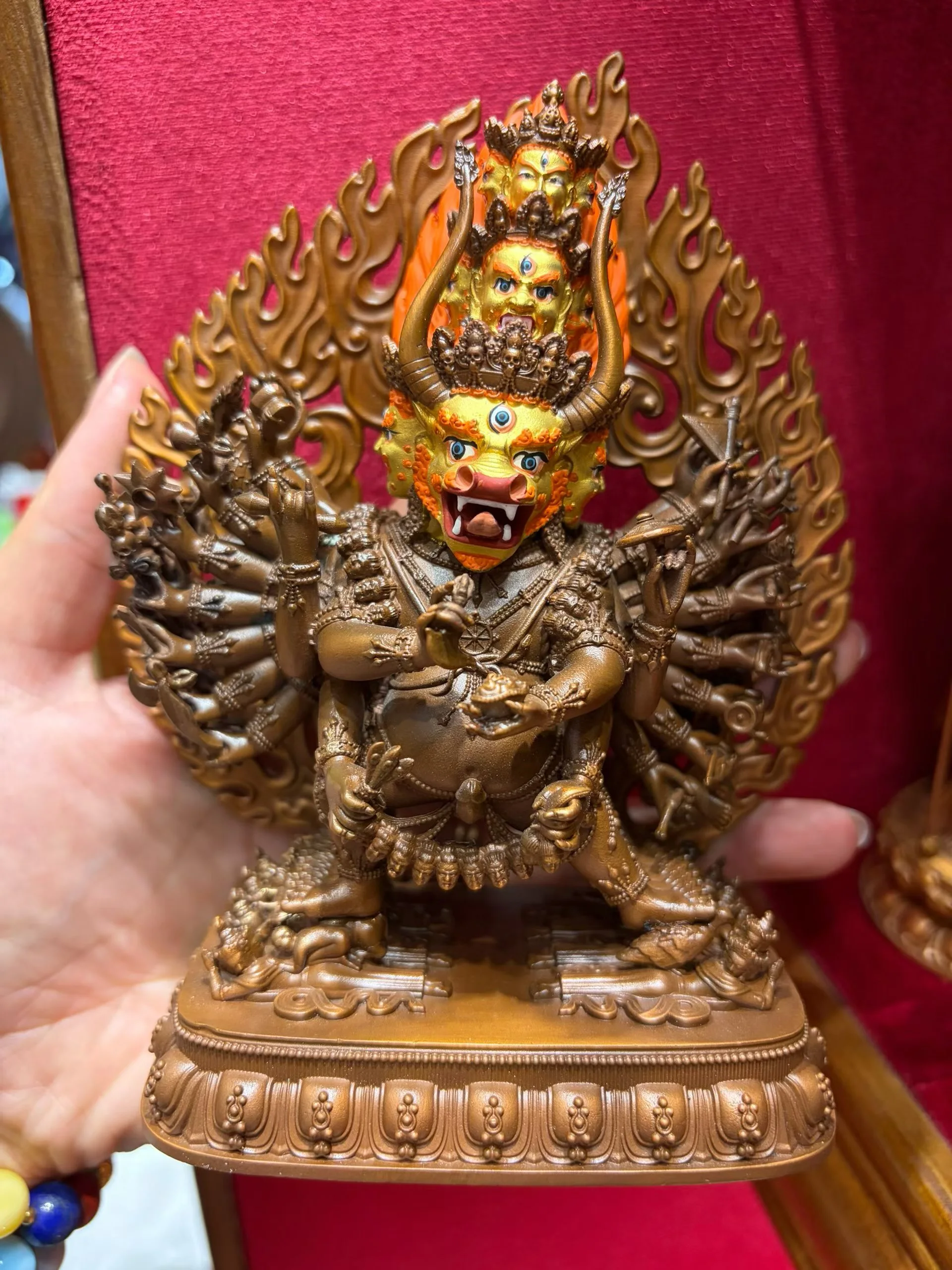 TOP Exquisite bronze Buddha statue Rare tibet buddha statue copper Yamantaka buddhist altar supplies home temple worship