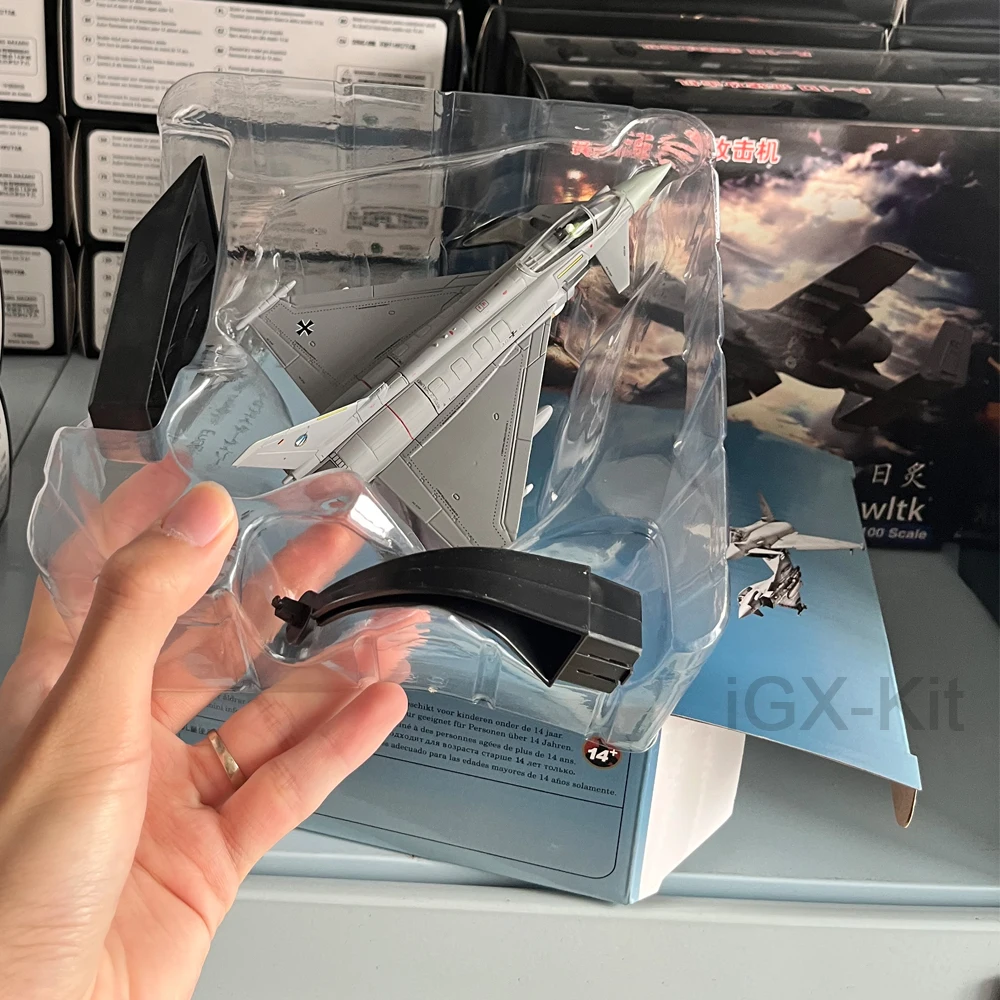 

Масштаб 1/100 EF2000 Eurofighter Typhoon Fighter, металлический истребитель, военная модель, литой под давлением самолет, игрушечная модель для коллекции, подарок