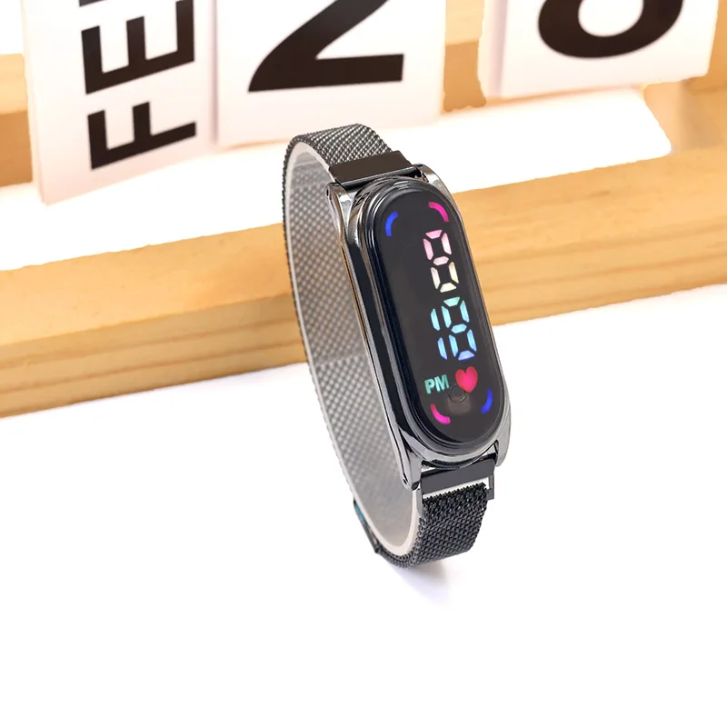 2026 Neue LED-Kinderuhren für Mädchen und Frauen mit Magnetarmband, Touchscreen, Feminine Digitaluhr, Geschenk – Detail 5
