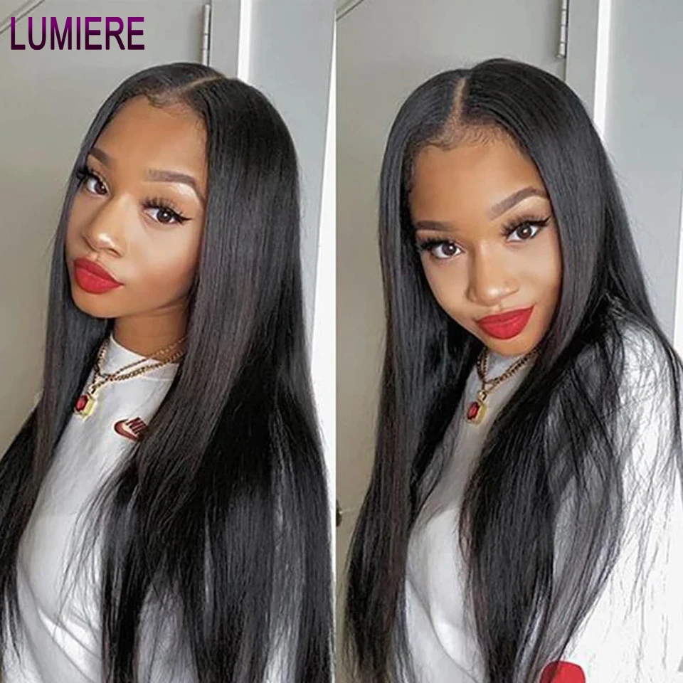 

Lumiere 13x4 Bone Straight Lace Front Wigs Human Hair 30 Inch 4x4 Lace Closure Wig Pre Plucked For Women Ready to Wear On Sale