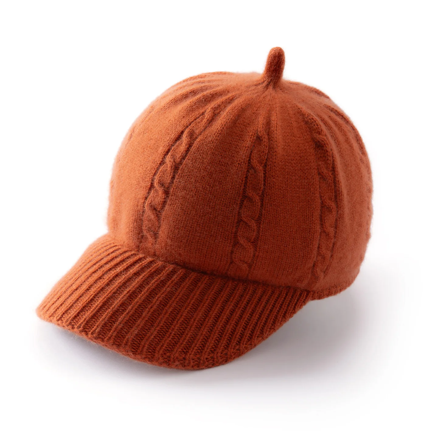 KOIJINSKY 35% Cashmere Knit Beanie Vintage Nordic Bird House Jacquard with Fluffy Pom Pom Foldable Rib Cuff Winter Hat for Women