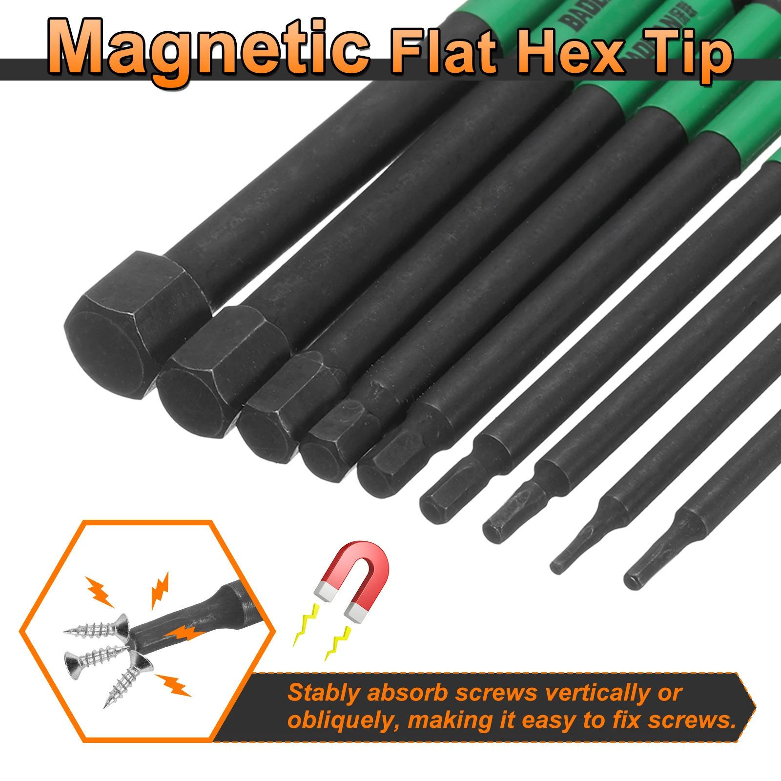 1/2/5pcs Flat Hex Head Screwdriver Bit H1.5-H10 Metric Tip 1/4" Hex Shank 2" Long Magnetic Hexagonal Screw Drill Bit Wrench