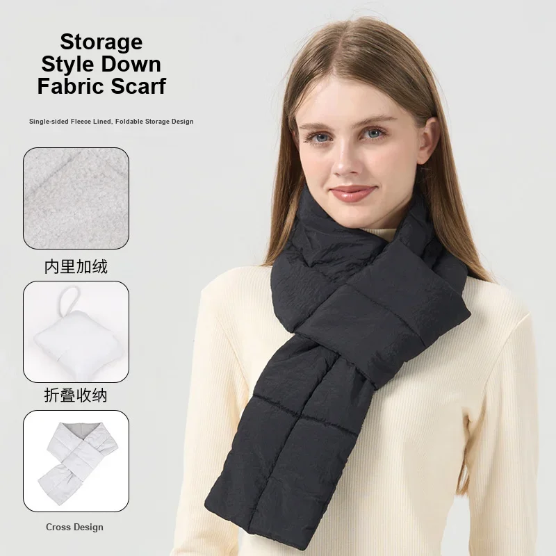 Autumn Winter Neck Protective Scarf Cold Resistant Down Filled Portable Warm for Men Women Outdoor Cold Prevention