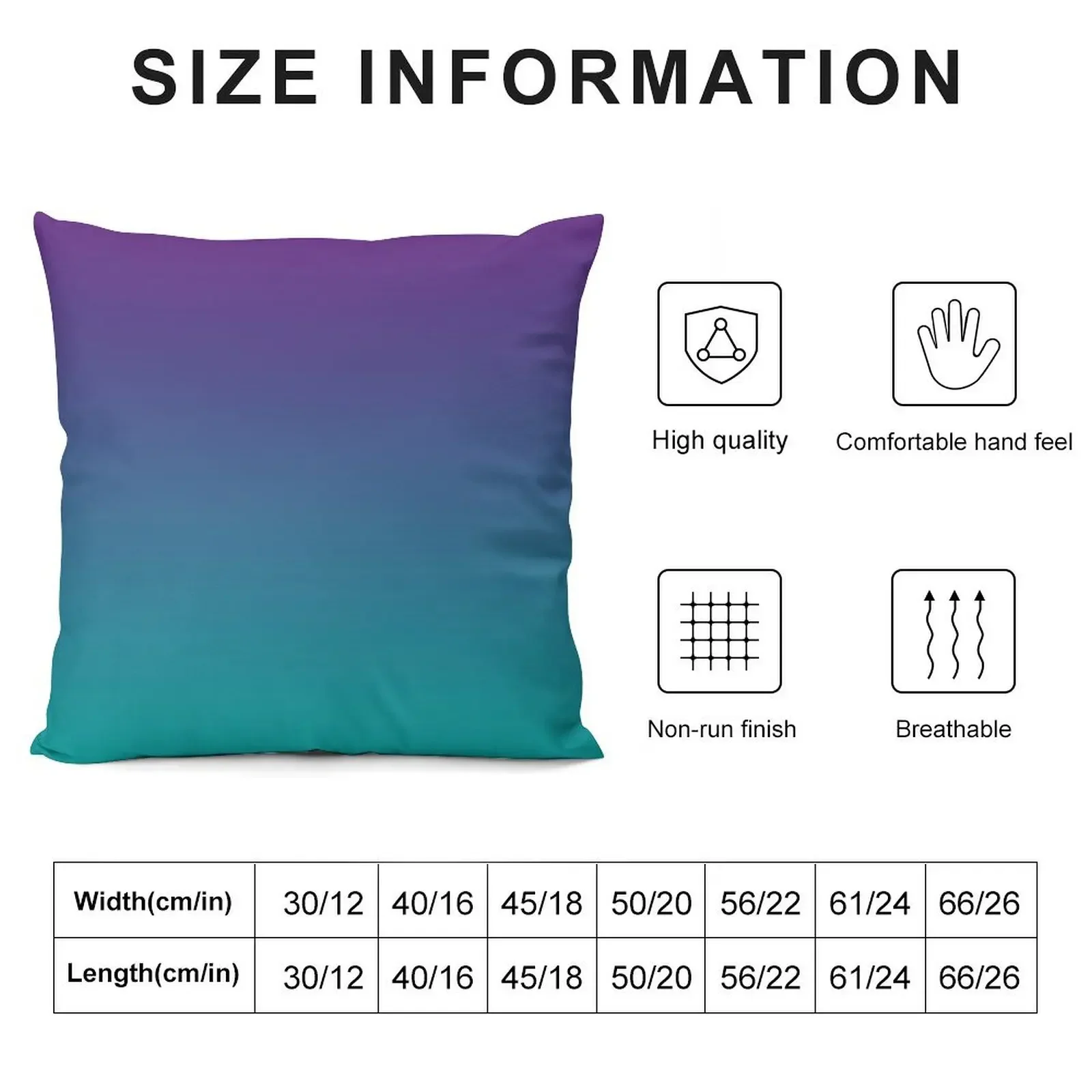 Ombre Gradient Colors Purple and Teal Throw Pillow Ornamental Pillow Sofa Cover pillow