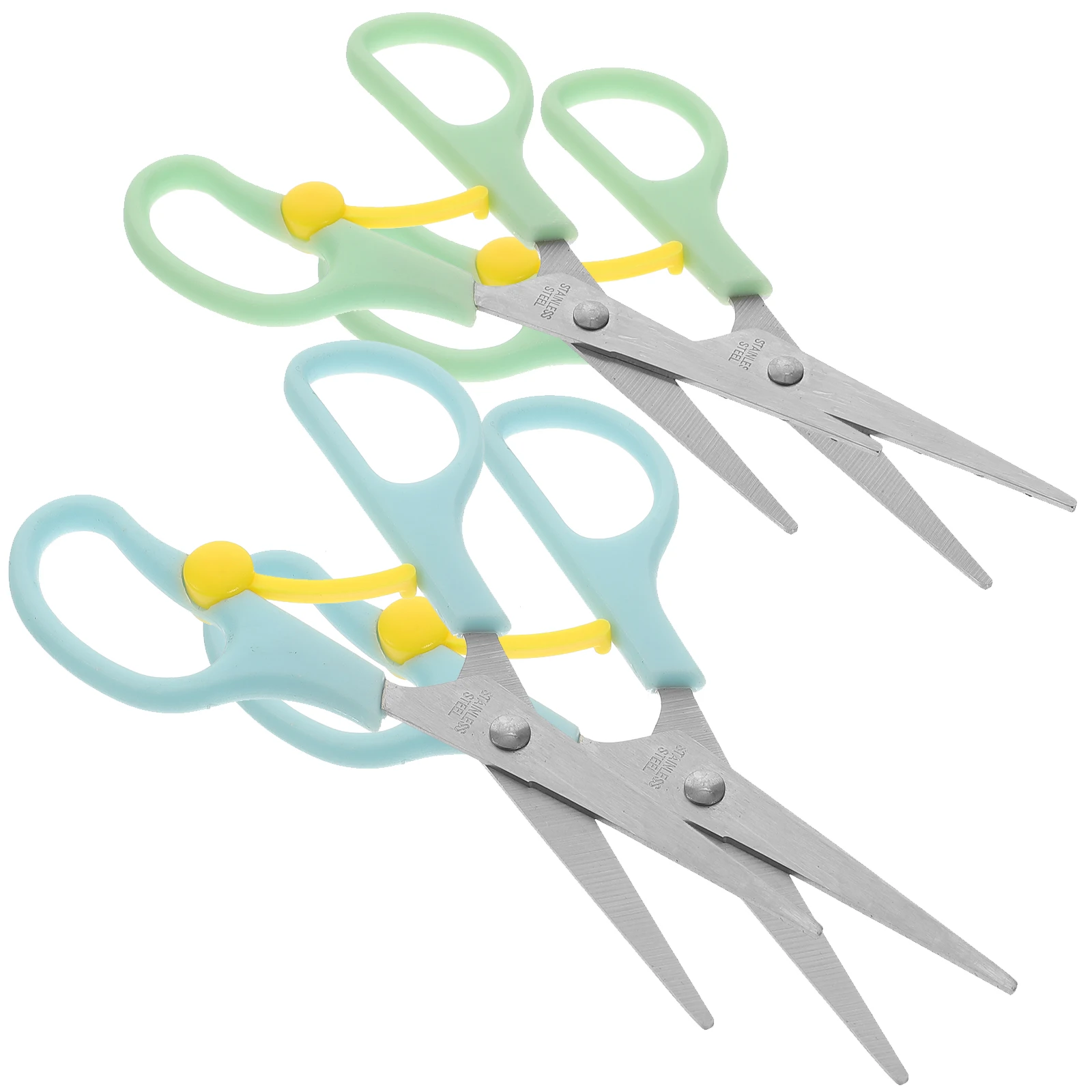 4Pcs 작은 안전 가위 종이 사진 공예를위한 튼튼한 플라스틱 손잡이 절단 가위 연령 2-4 년