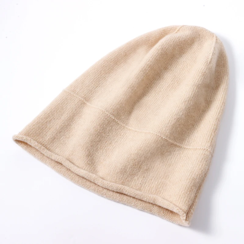 100% Merino Wool Non-gender Knitted Pullover Hat Winter Warm Solid Color Solid Floppy Hat Fashion Casual Women\'s Beanie Hat men