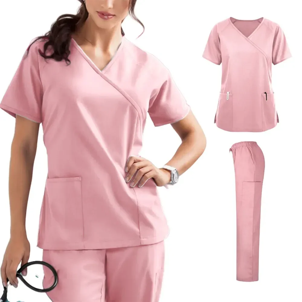 Vestidos cirúrgicos respiráveis para mulheres, Camisa de salão de beleza, Uniformes macios, Clínica Dentária, Acessórios de enfermagem, Top para mulheres