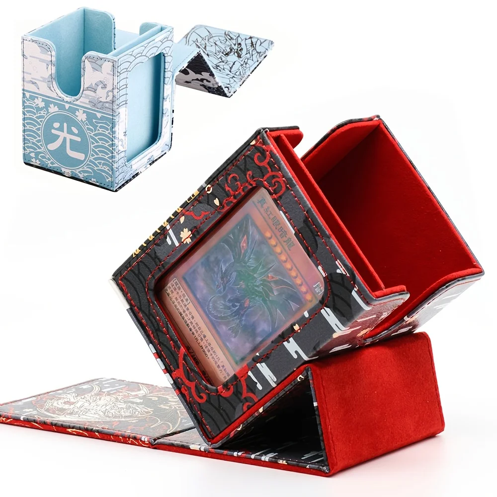 100+ Load Trading Card Deck Box for MTG Commander Display with 2 Dividers Game Sports Card Storage Box PU Magnet Deck Case