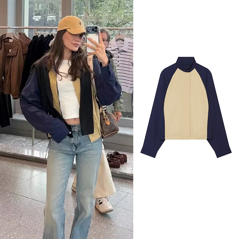 Autumn Jackets Women's 2026 New Fashion Stitching Elegant Young Women's Jackets Fall Street Chic Leisure Holiday Outerwear Coats