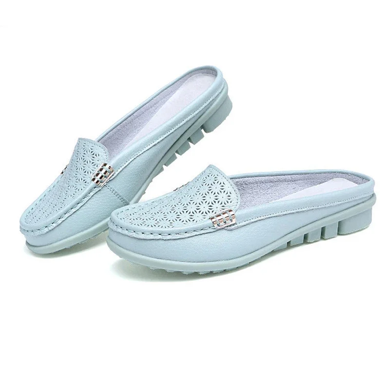 TIMETANG Women sandals summer half slippers flip flops Soft Leather sandals clogs Shoes Comfortable Sandals Woman Plus Size