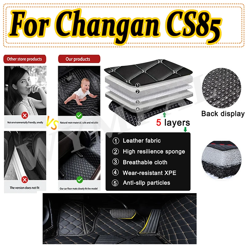 

Luxury Car Floor Mats For Changan CS85 Coupe 2023 2022 2021 2020 2019 Foot Pads Carpets Auto Interior Parts Covers Accessories