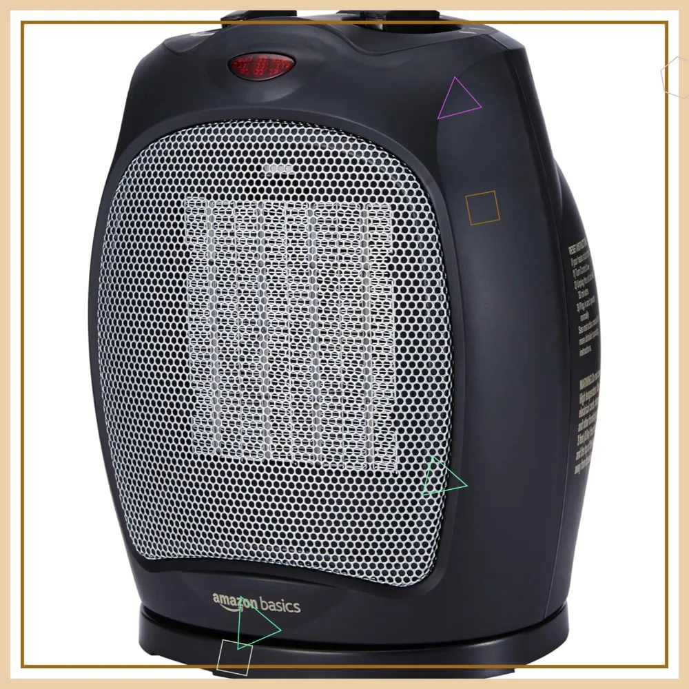 

Портативный керамический обогреватель с защитой от перегрева и опрокидывания, термостатом, мощностью 1500 Вт, компактный черный дизайн для обогрева помещений