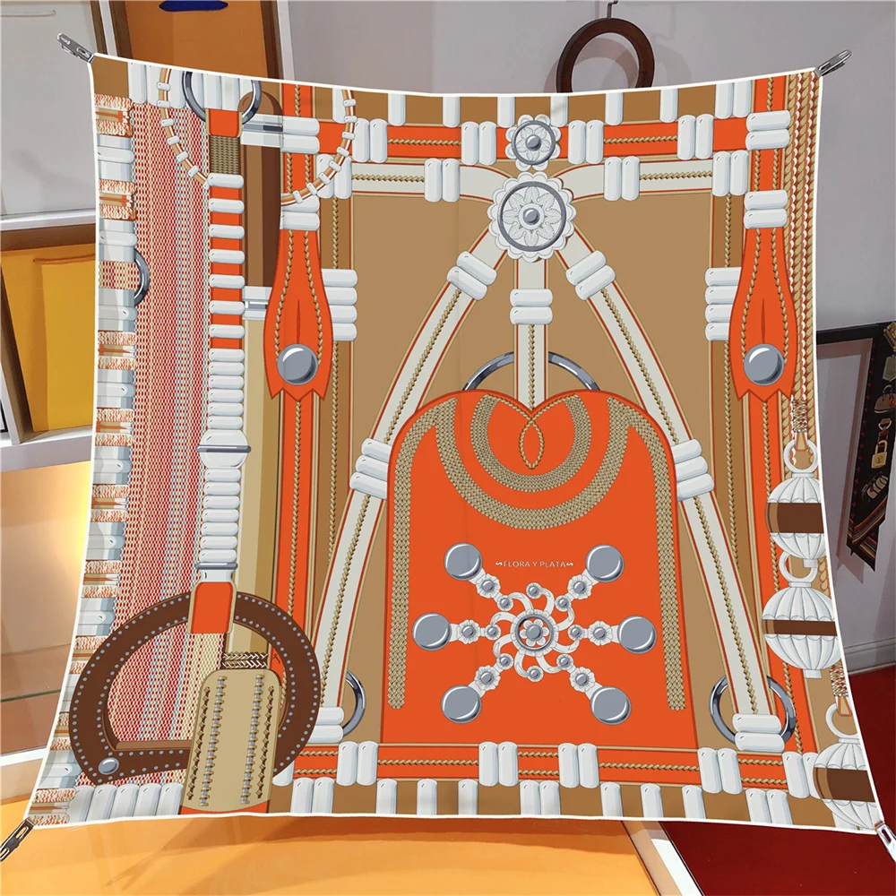 

Шелковый шарф, женские роскошные квадратные шарфы с принтом, шелковые платки на голову, женские накидки, пляжные шали, бандана, женские хиджабы 90 см