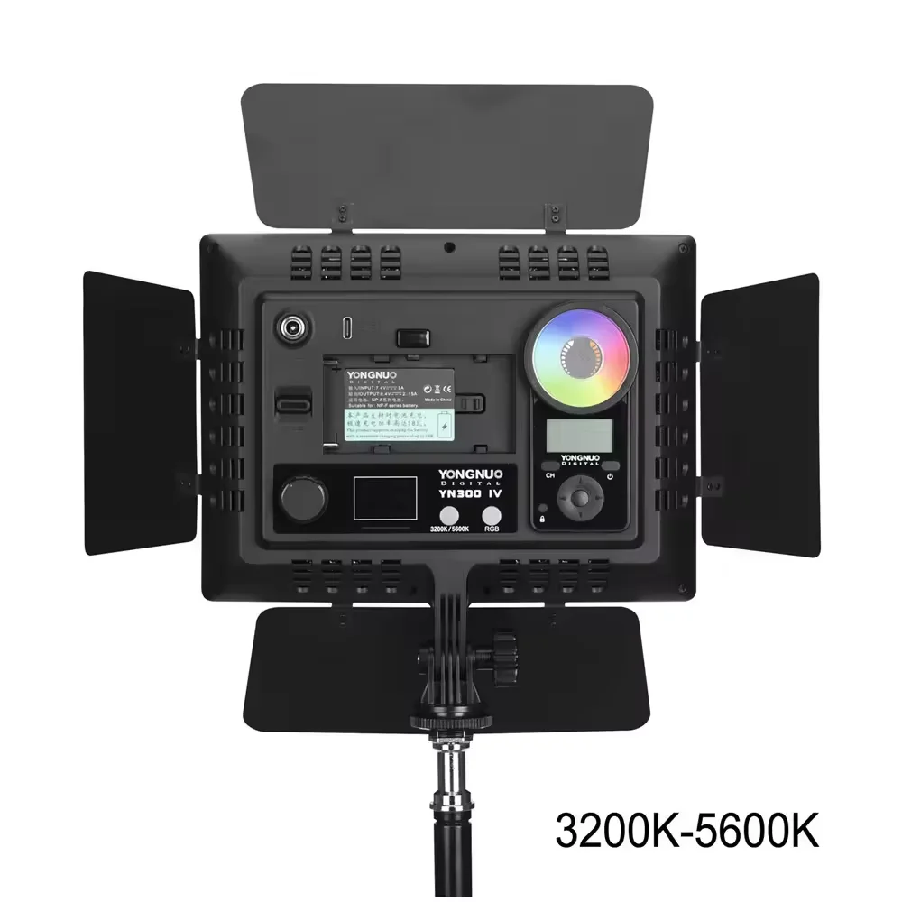 YONGNUO YN300IV LED Video Light RGB Full-Color 3200K-5600K Lamp Remote Control Studio Photography Lighting for Phone Photography