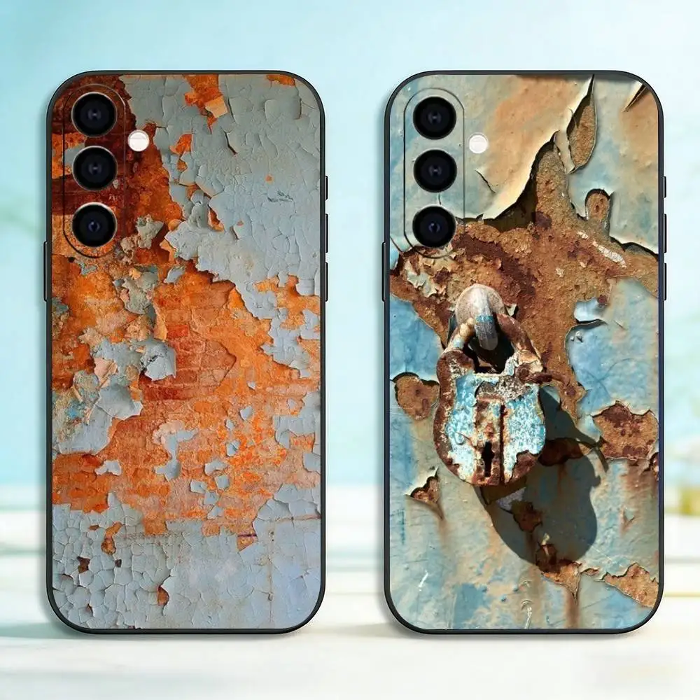 Industrial Style Retro Rusty Phone Case Black Silicone Soft For Samsung Galaxy A73,A72,A71,A70,A53,A52,A51