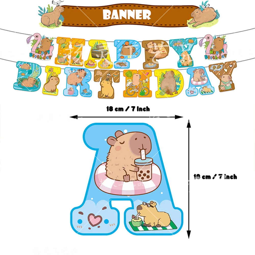 Cute Capybara Animals Theme Birthday Party Decoration Supplies Latex Balloons Sweet Animal Background Baby Shower Kids Gifts