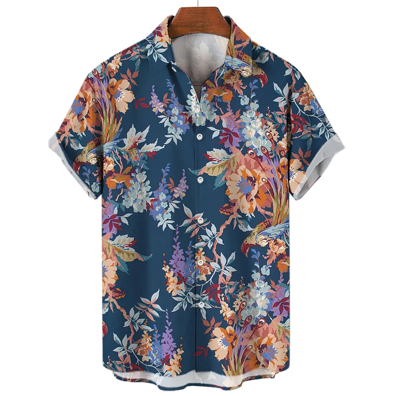 Floral Printed Summer Shirt For Men 3D Print Oversized T-shirts Short Sleeved Male Clothing Holiday Casual Blouse Streetwear