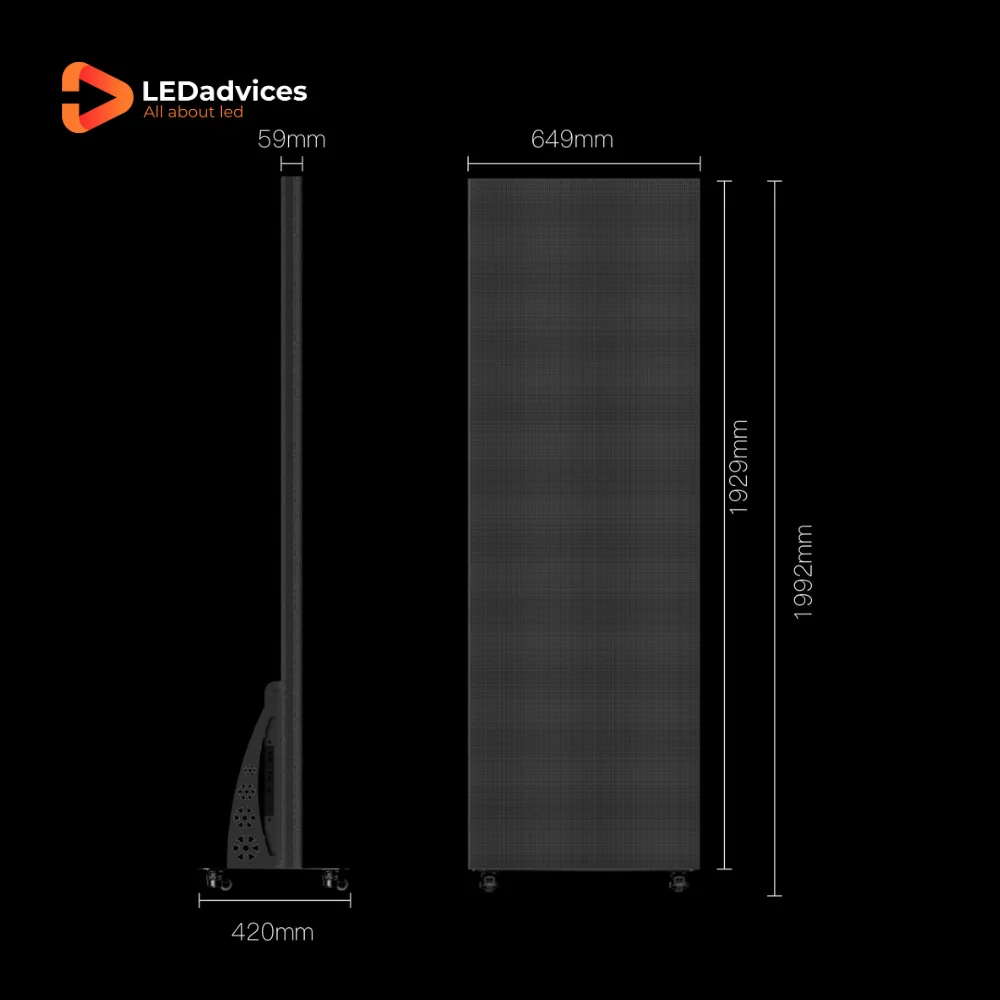 Interior Full Color Vídeo Display LED Stand, alta Refreshrate, Poster Tela LED, Espelho, P1.8, P2.5, P4