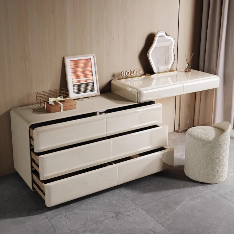 Mesa de maquillaje cómoda de madera maciza.