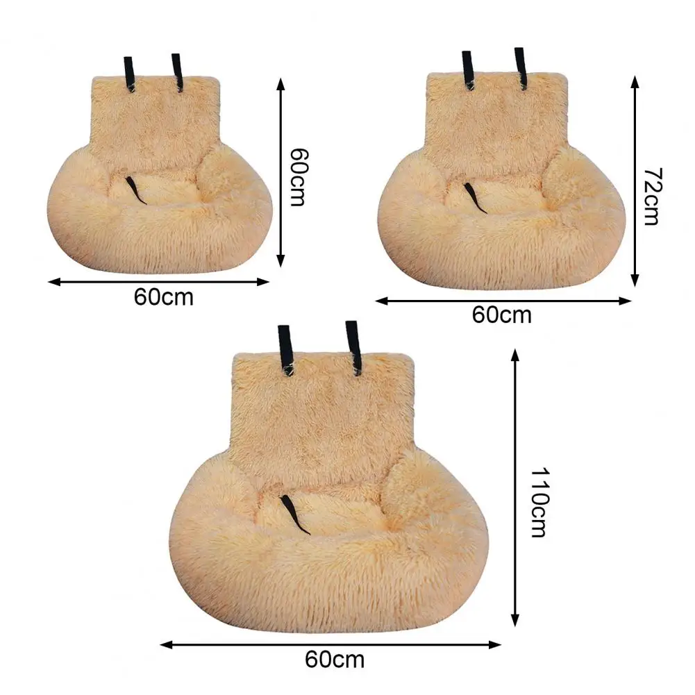 

60cm Dog Car Seat Soft Washable Pet Booster Car Seat With Safety Leash Plush Velvet Puppy Car Travel Carrier Bed For Small Dogs