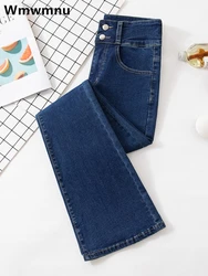 Wysoka talia szczupła jeansy rozkloszowane dla kobiet koreańskie Casual Skinny spodnie dżinsowe Streetwear Pantalones w stylu Vintage Vaqueros spodnie ze stretchem