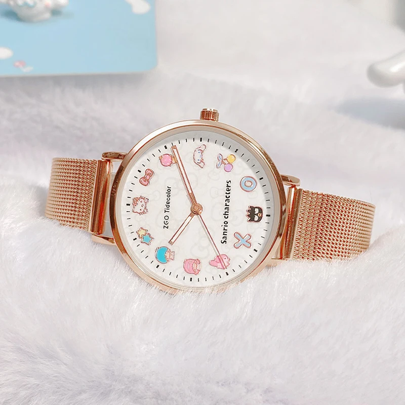 Sanrio Hello Kitty Watch Women Instagram Niche Design Light Luxury Cute Waterproof Watch Student Quartz Watch Girl Birthday Gift