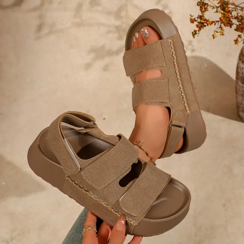

Fashion Women Sandals Summer New Simple Round Toe Non Slip Thick Sole Female Shoes Comfort Wear Resistant Soft Sole Sandals