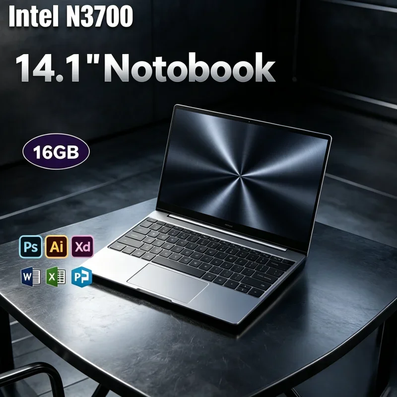 

Work and Ready 14.1in Ergonomic Slim Laptop, Intel N3700 Chipset, 16GB/32GB RAM Optional, Full Windows 11 Operating System