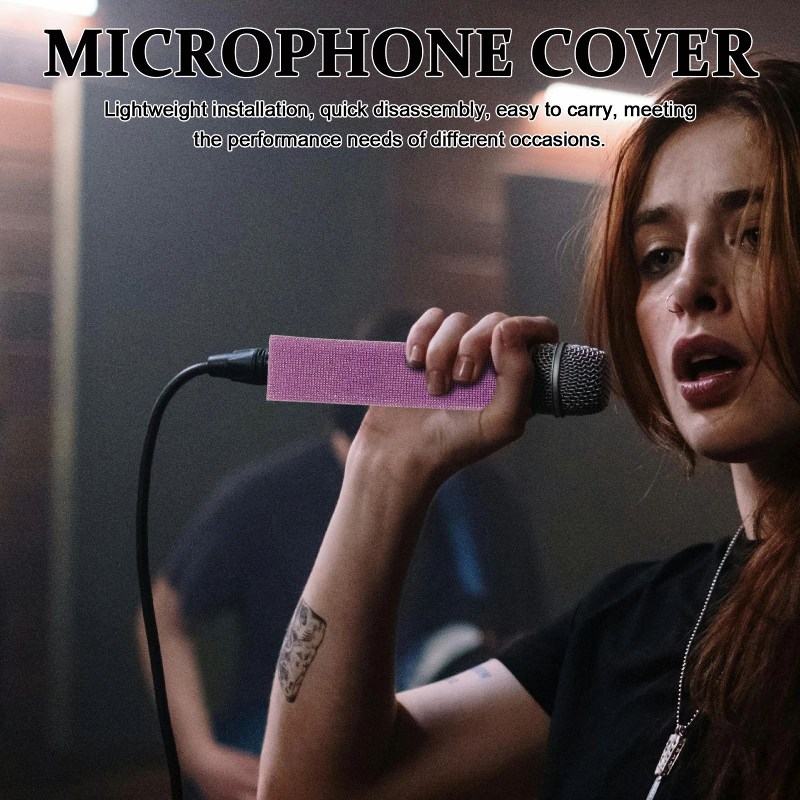 

Glitter Sleeve for Mic Handle Rhinestone Wireless Microphone Cover Protective Decorative Sparkling Sleeve for Stage Club Karaoke