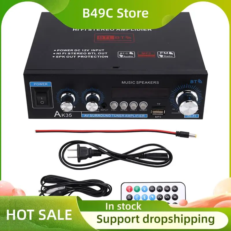 

B49C Американская вилка 800 Вт Цифровой усилитель AK35 Hi-Fi FM Bluetooth AMP Бас-аудио Мощность сабвуфера Динамики для автомобиля Лодка Для каравана