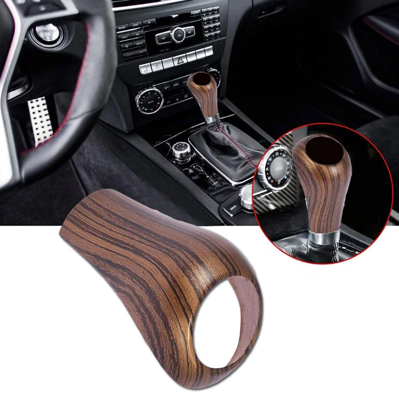 

Car Gear Shift Knob Cover Trim Wood Grain Style Car Interior Shift Knob Cover Sticker Decor Accessories for -Benz GLK300