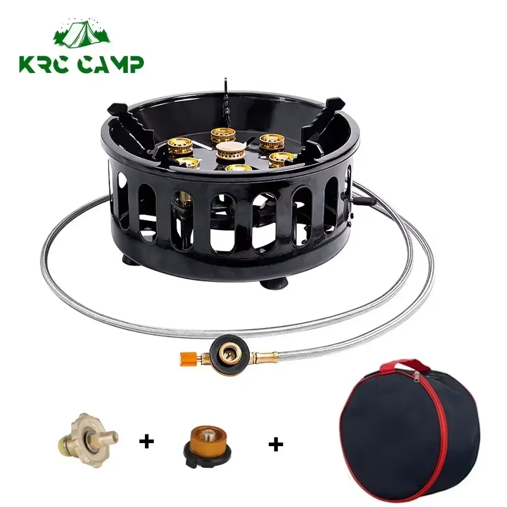 19800W 7-Core Camping Stove High-Power Gase Burner Windproof Stove Electronic ignition Outdoor Stoves Hiking Camping 2023